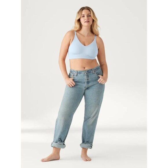 True & Co. Other - 🆕TRUE & CO. Body Lift Triangle Soft Form Band Wireless Bra Powder Blue Medium